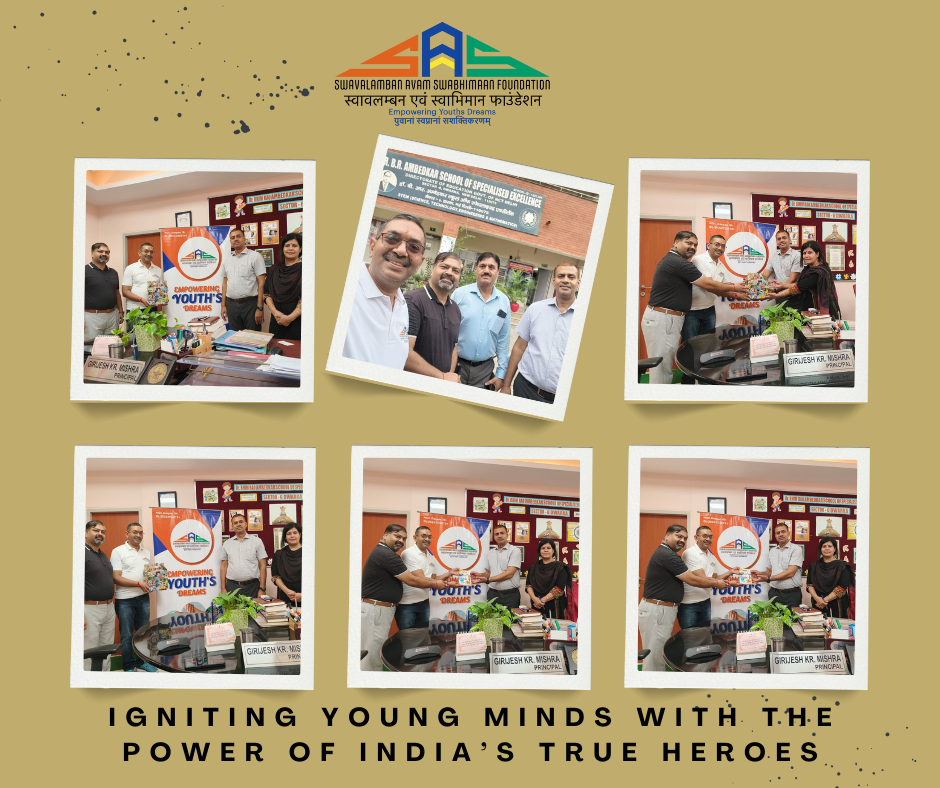 SAS Foundation team during the Book Donation Drive in Dwarka at Dr. Bhim Rao Ambedkar School